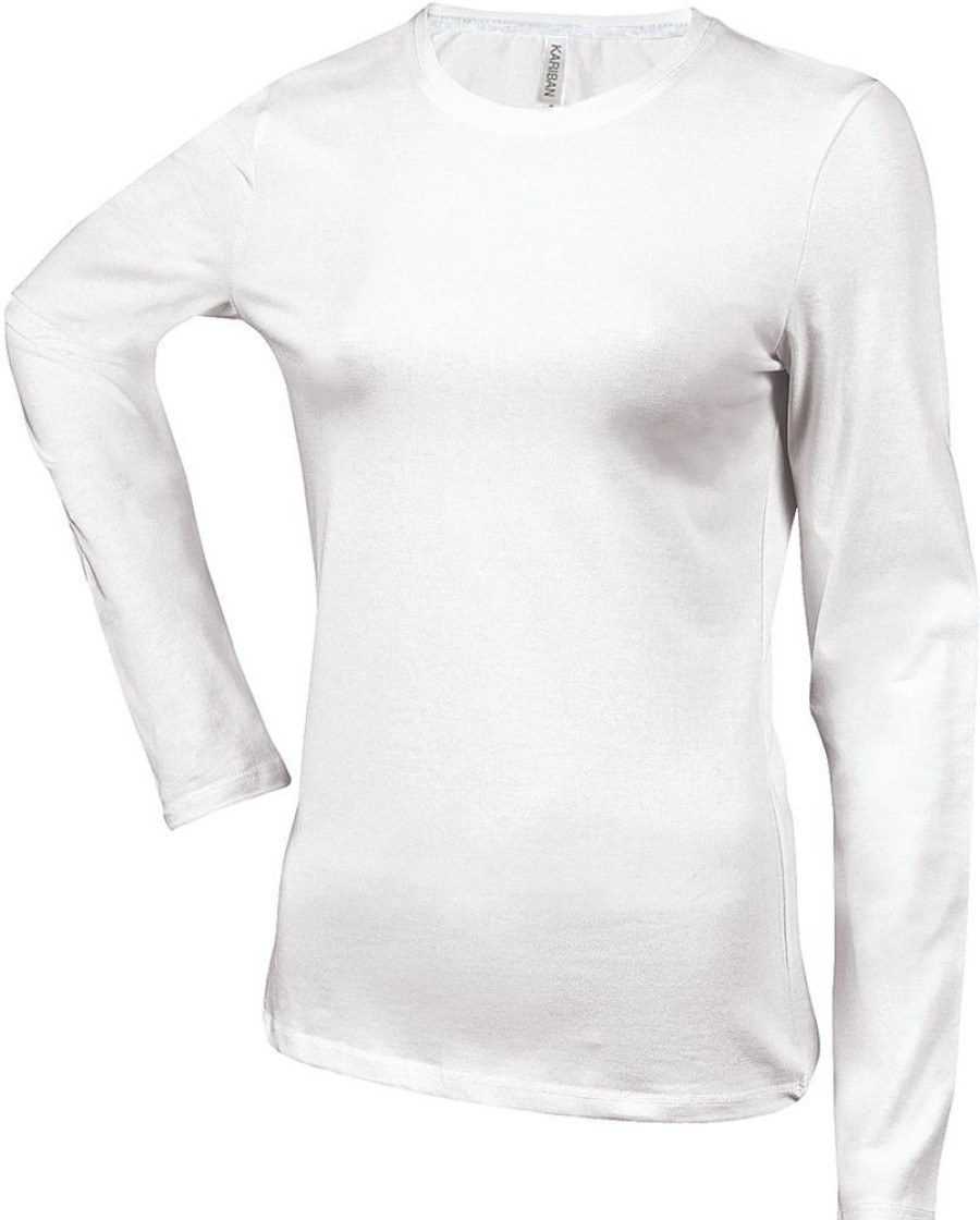 T-Shirts Kariban | Kariban K383 - Dames T-Shirt Met Ronde Hals En Lange Mouwen