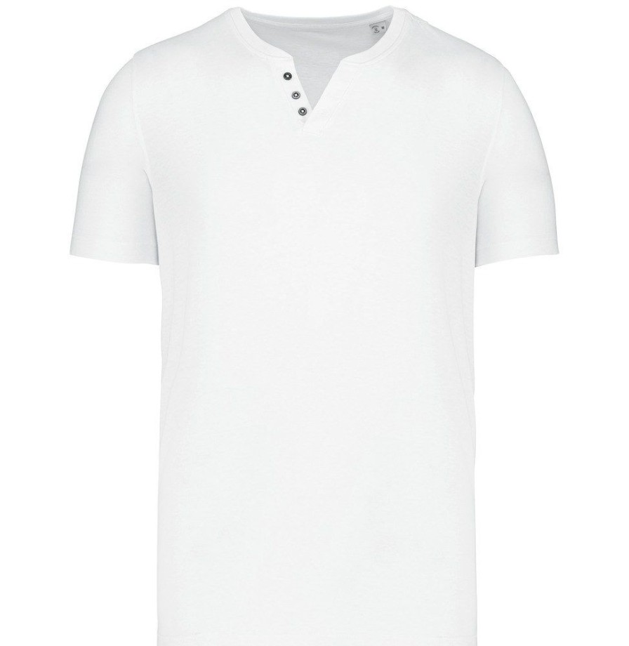 T-Shirts Kariban | Kariban Kns302 - Heren T-Shirt Henley - 140 Gr/M2