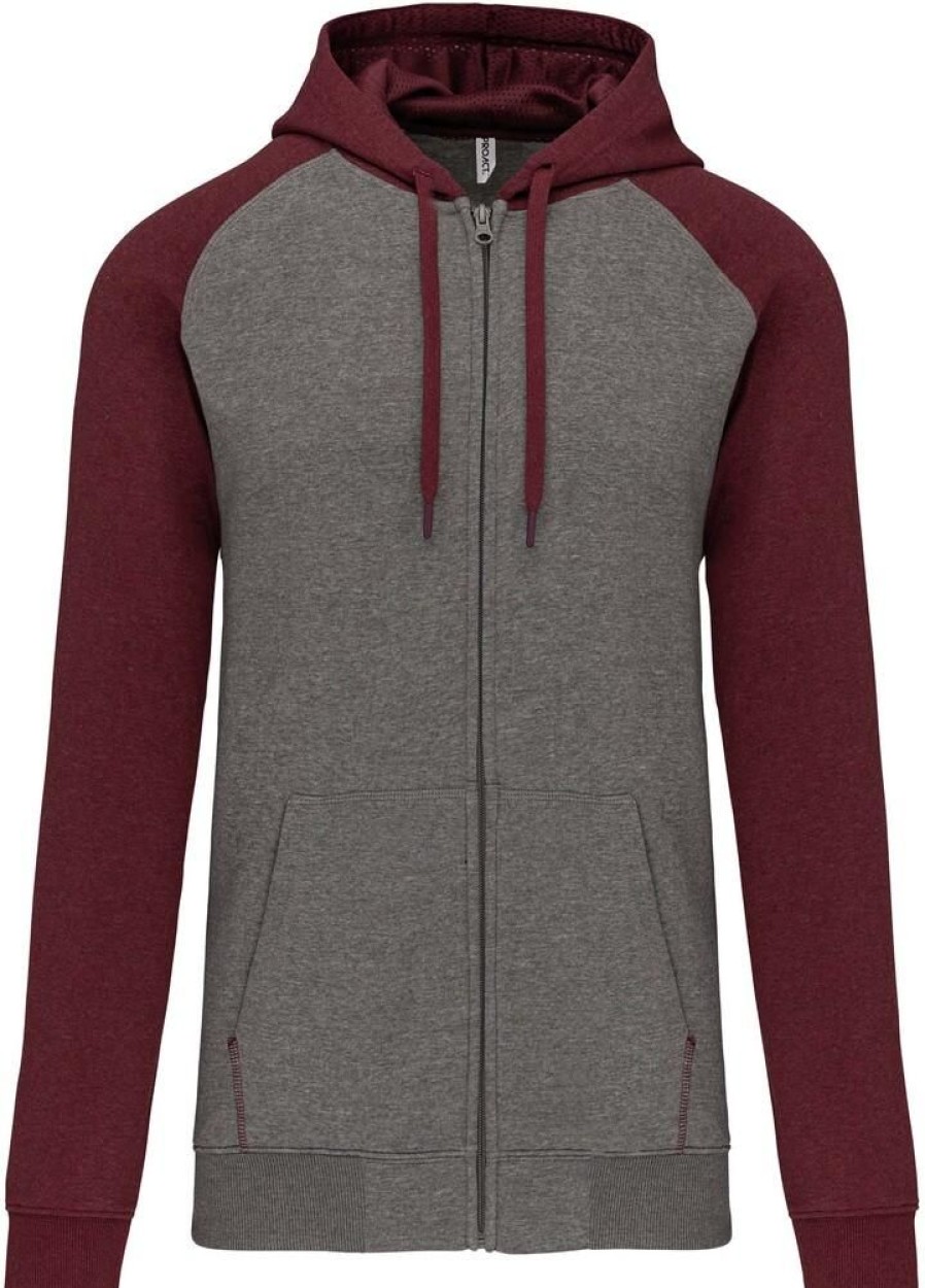 Truien Proact | Proact Pa380 - Fleece Met Rits En Tweekleurige Capuchon Unisex