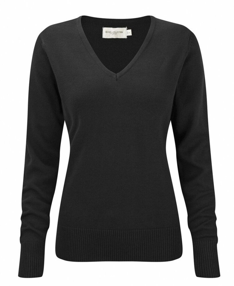 Truien Russell Collection | Russell Collection R-710F-0 - V-Hals Gebreide Pullover